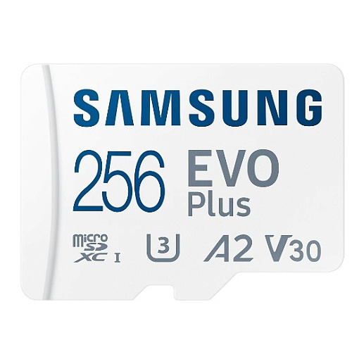Micro SecureDigital 256GB Samsung Class 10, A2, V30, UHS-I (U3), R 130 МБ/с, <MB-MC256KA/APC> адаптер на SD