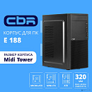 CBR Корпус ATX Miditower E188, без БП, 1*USB 3.0, 2*USB 2.0, HD Audio+Mic, Black [PCC-ATX-E188-USB31-USB22-WPSU]