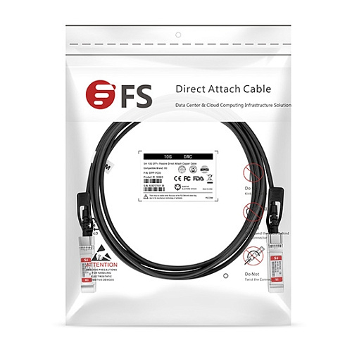 Твинаксиальный медный кабель/ 1m (3ft) FS for Mellanox MCP2100-X001A Compatible 10G SFP+ Passive Direct Attach Copper Twinax Cable P/N