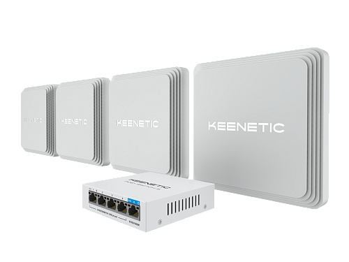 Маршрутизатор Keenetic Маршрутизатор/ Набор Voyager Pro 4-Pack Гигабитный интернет-центр с Mesh Wi-Fi 6 AX1800, анализатором спектра Wi-Fi, 2-портовым