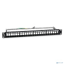 Cabeus PLB-24-SH Модульная патч-панель 19", 24 порта, 1U, для экранированных модулей, с задним кабельным организатором (без модулей)