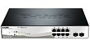 Коммутатор D-LINK DGS-1210-10P/F1A, L2 Smart Switch with 8 10/100/1000Base-T ports and 2 1000Base-X SFP ports (8 PoE ports 802.3af/802.3at (30 W), PoE Budget 78