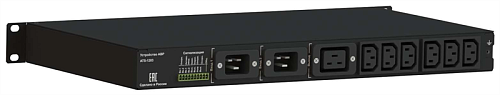 Автомат ввода резерва ELEMY ATS, 1U, 220B, 16A, Индикация: LED, Мониторинг: WEB, SNMP, Modbus-TCP Дискретные выходы, Вход (2) C20, Выход (1) C19 (6) C