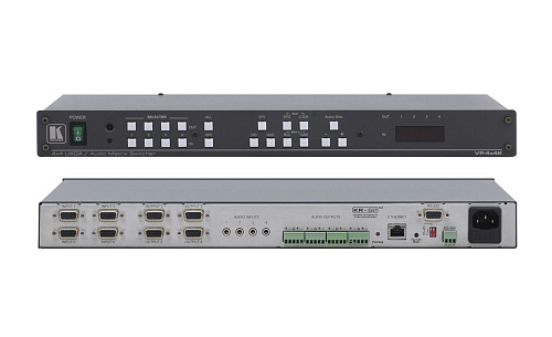 Коммутатор Kramer Electronics Матричный [VP-4x4K] 4x4 сигналов VGA и балансных звуковых стереосигналов, c технологией KR-ISP, 400 МГц.