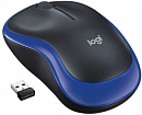 Мышь Logitech M185 черный/синий оптическая (1000dpi) беспроводная USB1.1 для ноутбука (2but)