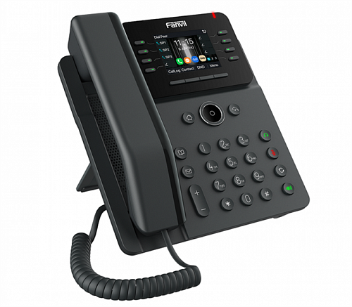 sip-телефон fanvil v62g, 12 sip-акк., 2,8", 320x240 цвет. экран, poe, бп в комп., 2x1 gbps, чёрный