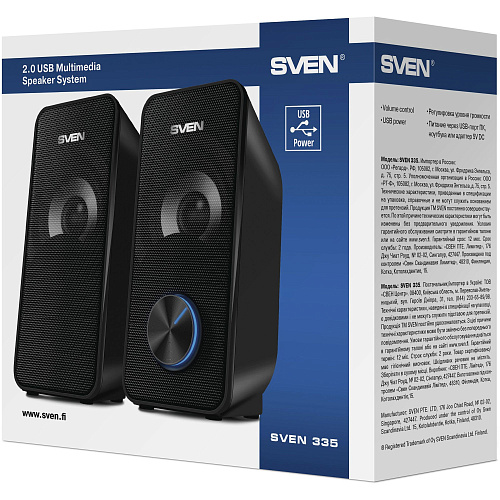 АС SVEN 335, черный (6 Вт, питание USB)