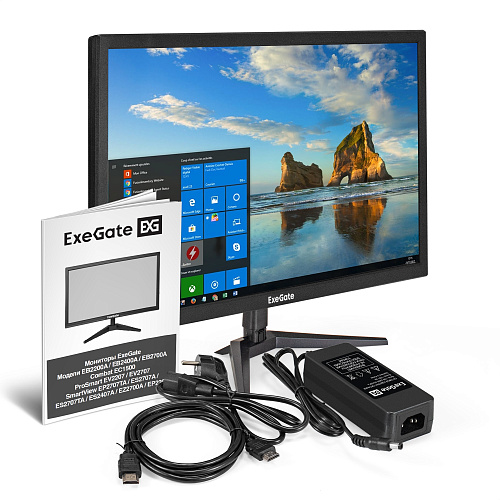 Монитор 24" ExeGate EB2400A (VA LED Grade A+, FHD, 1920x1080@75Гц, 16:9, 200cd/m2, 3000:1, 178°/178°, 5ms, D-Sub, HDMI, Flicker-free, Low Blue Light,