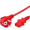 Hyperline PWC-IEC13-SHM-5.0-RD кабель питания компьютера (Schuko+C13) (3x1.0), 10A, угловая вилка, 5 м, цвет красный