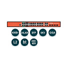 WI-PMS328GF-Alien, Коммутатор управляемый L2 MIX PoE 24/48В 400Вт, порты 24 PoE GE + 4 Combo GE/SFP