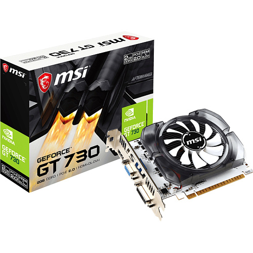 Видеокарта/ VGA MSI NVIDIA GeForce GT N730-2GD3V3 2GB, DDR3/128-bit, PCIe 2.0, 1xD-Sub, 1xHDMI 1.4, 1xDVI-I, 1-slot