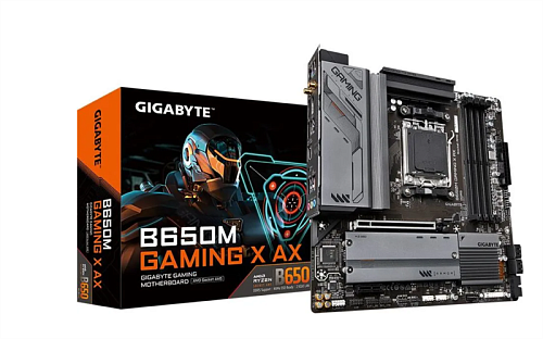 Материнская плата GIGABYTE B650M GAMING X AX, AM5, B650, 4*DDR5, 4*SATA, 2*M.2, 3*USB 3.2, 4*USB 2.0, Type-C, 2*PCIx16, 2*DP+HDMI, mATX