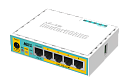 Маршрутизатор MikroTik hEX PoE lite with 650MHz CPU, 64MB RAM, 5xLAN (four with PoE out), USB, RouterOS L4, plastic case and PSU