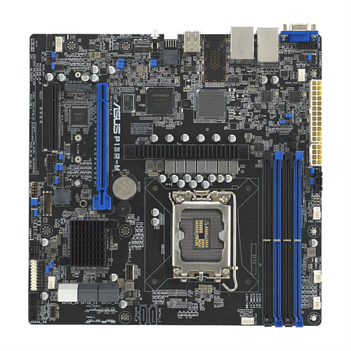 Серверная материнская плата ASUS P13R-M, LGA 1700, Intel C262, 4xDDR5 ECC, 8xSATA, 1xM.2, 1xPCI-E 5.0 x16, 2x1Gb LAN, 3xUSB-A 3.2 Gen 2, 1xVGA, mATX