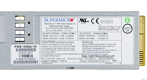 Supermicro PWS-1K62A-1R Блок питания 1600W, Titanium Level, Redundancy