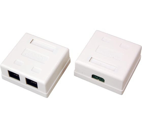 REXANT (06-0105-C) Розетка сетевая LAN, на стену, 2 гнездо 8Р8С (RJ-45), CAT 5е