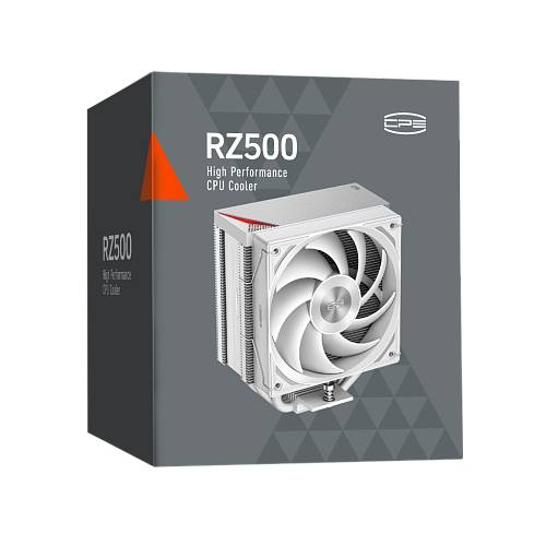 Кулер для процессора/ PCCooler RZ500 WH (250W, 4-pin PWM, 155mm, Al/Cu, 5x6mm, 1x120mm, 86.73CFM, 32dBA, 2200RPM, S: 1851/1700/1200/115X, AM5/AM4,