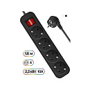 Defender Удлинитель G418 1.8 м, 4 розетки [99337] выключатель, с заземлением