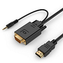 Filum Кабель HDMI-VGA 1.8 м., черный, разъемы: HDMI A male-VGA male-mini jack male, пакет. [FL-C-HM-VGAM-1.8M] (894200)