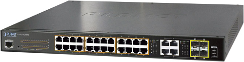 Коммутатор Planet коммутатор/ IPv6/IPv4, 24-Port Managed 802.3at POE+ Gigabit Ethernet Switch + 4-Port Gigabit Combo TP/SFP (220W)