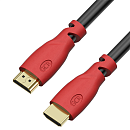 GCR Кабель HDMI 2.0, 0.5m ,красные конн, HDR 4:2:2, Ultra HD, 4K 60 fps 60Hz/5K*30Hz, 3D, AUDIO, 18.0 Гбит/с, 28/28 AWG, 3 X экран (HM301)