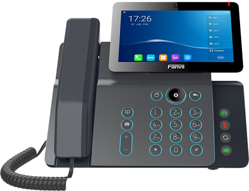 SIP-Телефон Fanvil V67, 20 SIP-акк., 7", 1024x600 Цвет. экран, POE, БП в комп., 2x1 Gbps, Wi-Fi, BT 4.2