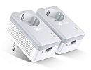 TP-Link TL-PA4010P KIT, AV600 Комплект адаптеров Powerline со встроенной розеткой 2 шт., Powerline до 600 Мбит/с, 1 порт 10/100 Мбит/с, встроенная роз