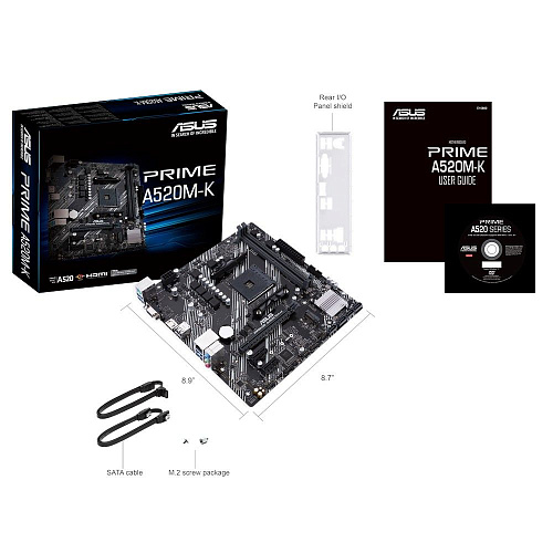 Материнская плата ASUS PRIME A520M-K AM4 mATX 2xDDR4 PCI-Ex16 2xPCI-Ex1 M.2 HDMI VGA GLAN {10}