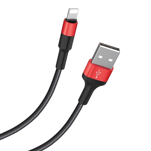 HOCO HC-80190 X26/ USB кабель Lightning/ 1m/ 2A/ Нейлон/ Black&Red