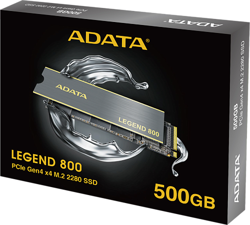 Твердотельный накопитель/ ADATA SSD LEGEND 800, 500GB, M.2(22x80mm), NVMe 1.4, PCIe 4.0 x4, 3D NAND, R/W 3500/2200MB/s, IOPs н.д./н.д., TBW 300, DWPD