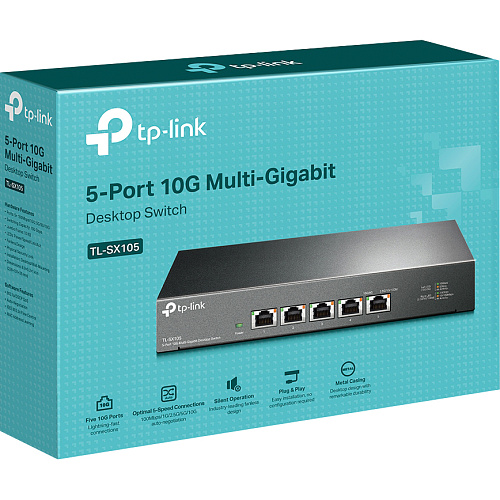 Коммутатор TP-Link Коммутатор/ 5-port Desktop 10G Unmanaged Switch, 5 100/1G/2.5G/5G/10G RJ-45 ports, Fanless design