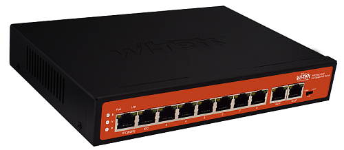 Коммутатор Wi-Tek Неуправляемый 8 PoE порта 1000Base-T + 2 1000Base-TPoE IEEE 802.3at/af до 30Вт на портвнутренний блок питания 120Вт