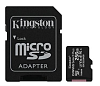 kingston micro secure digital flash card 256gb microsdxc canvas select plus 100r a1 c10 card + adp