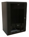 Шкаф коммутационный WRline (WR-TW-2266-GP-RAL9004) настенный 22U 600x600мм пер.дв.стекл 2 бок.пан. направл.под винты 60кг черный 520мм 1086мм IP20 ста