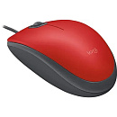 Мышь Logitech M110 Silent, оптическая, проводная, USB, красный и черный [910-005501]