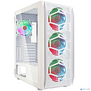 Ginzzu GL 390 боковая дверца закаленное стекло на петлях на магнитах, controller CRC10, 4* 12R6W FAN 12CM RGB Белый