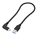 Cablexpert ККабель USB3.0 AM-угловой (налево)/Type-C, 3А, 36Вт, QC3.0, медь, двойн.экран, Pro, 0.5м, черный, пакет (CCP-USB3-AMACM-1M)