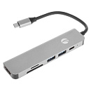 VCOM CU4371 Адаптер Type-CM-->HDMI 4K*30Hz+2*USB3.0+TF+SD+PD AlumiShell <CU4371> [04895182246836]