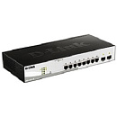 Коммутатор D-Link SMB D-Link DGS-1210-10/F1A Настраиваемый L2 с 8 портами 10/100/1000Base-T и 2 портами 1000Base-X SFP