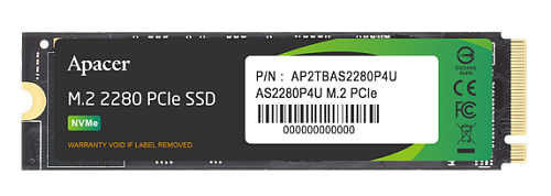 SSD APACER AS2280P4U 1TB M.2 2280 PCIe Gen3x4, R3500/W3000 Mb/s, 3D NAND, MTBF 1.8M, NVMe, 760TBW, Retail, 5 years (AP1TBAS2280P4U-1)