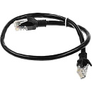 Патч-корд UTP Cablexpert PP6U-0.5M/BK кат.6, 0.5м, литой, многожильный (чёрный)