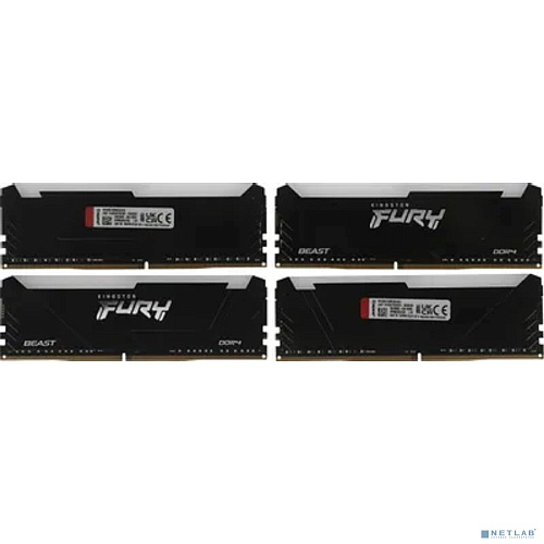 Память оперативная/ Kingston 32GB 2666MT/s DDR4 CL16 DIMM (Kit of 4) FURY Beast RGB