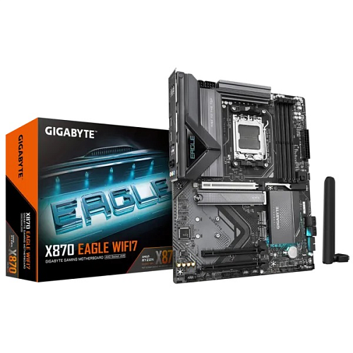 Материнская плата GIGABYTE X870 EAGLE WIFI7, AM5, X870, 4*DDR5, 4*SATA, 3*M.2, 4*USB 3.2, 4*USB 2.0, 2*Type-C, 3*PCIx16, HDMI, ATX