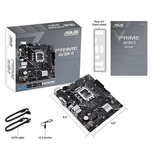 Материнская плата ASUS PRIME H610M-D LGA1700 mATX 2xDDR5 PCIEx16 PCIEx1 M.2 HDMI VGA GLAN