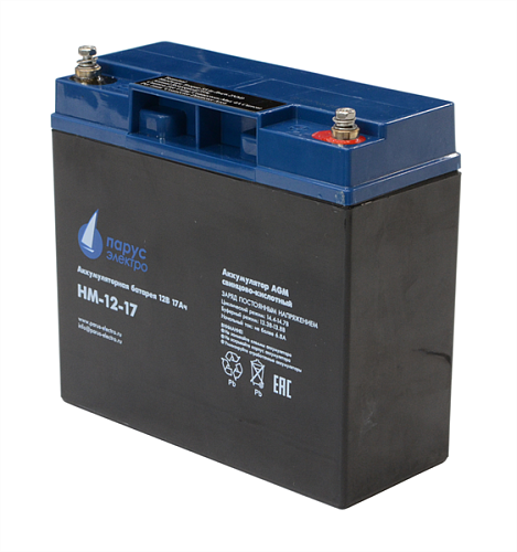 Парус-электро Аккумуляторная батарея для ИБП HM-12-17 (AGM/12В/17,0Ач/,болт M5)
