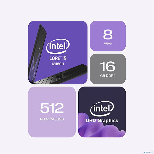 Hiper Workbook I151 [FWBC151-I512HR16N5FABWPG] Black 15.6" {FHD IPS i5-12450H(2Ghz)/16Gb/512Gb SSD/W11Pro}