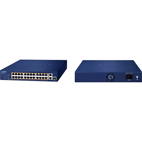Коммутатор Planet коммутатор/ 24-Port 10/100TX 802.3at PoE + 2-Port 10/100/1000T + 1-Port shared 1000X SFP Unmanaged Gigabit Ethernet Switch (185W PoE Budget,