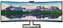 43" Philips 439P9H изогнутый 3840x1200 100Гц VA W-LED 32:10 4ms(GtG) DP1.4 2*HDMI 2.0 4* USB 3.2 USB-C RJ45 2*Speakersх5Вт Webcam 80M:1 3000:1 178/178