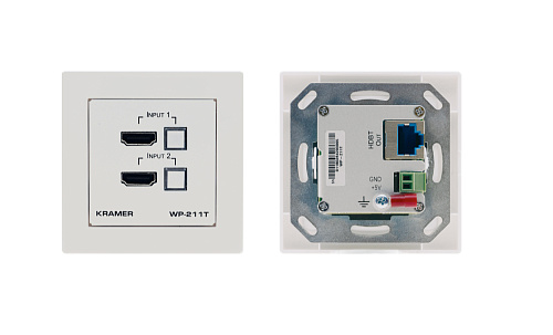 Коммутатор Kramer Electronics 2х1 WP-211T/EU-80/86(W) HDMI с автоматическим переключением; коммутация по наличию сигнала, поддержка 4K60 4:2:0, POE, в