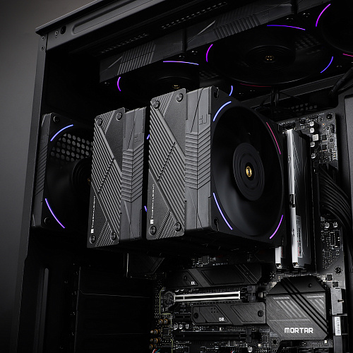 Кулер для процессора/ Thermalright Phantom Spirit 120 EVO (4-pin PWM, 157mm, Ni/CU, 7x6mm, ARGB, 2x120mm, 69CFM, 27dBA, 2150RPM, S: 1700, 1200, 20XX,